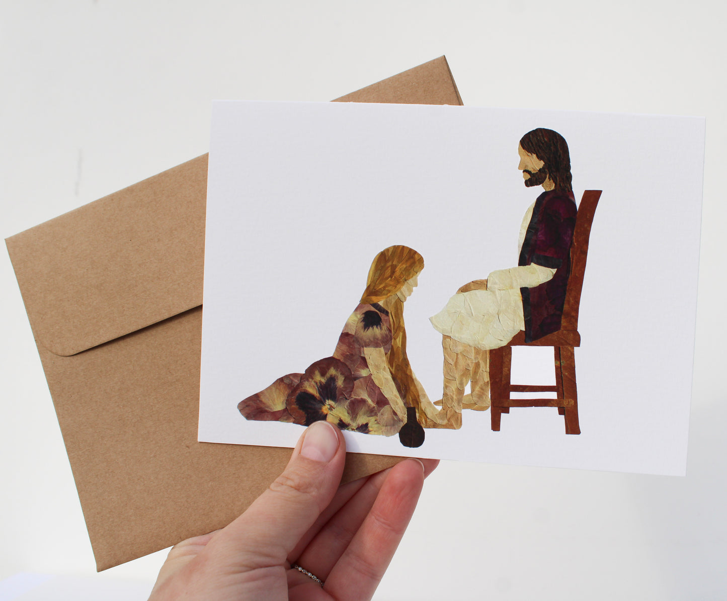 "AT HIS FEET" LARGE GREETING CARD