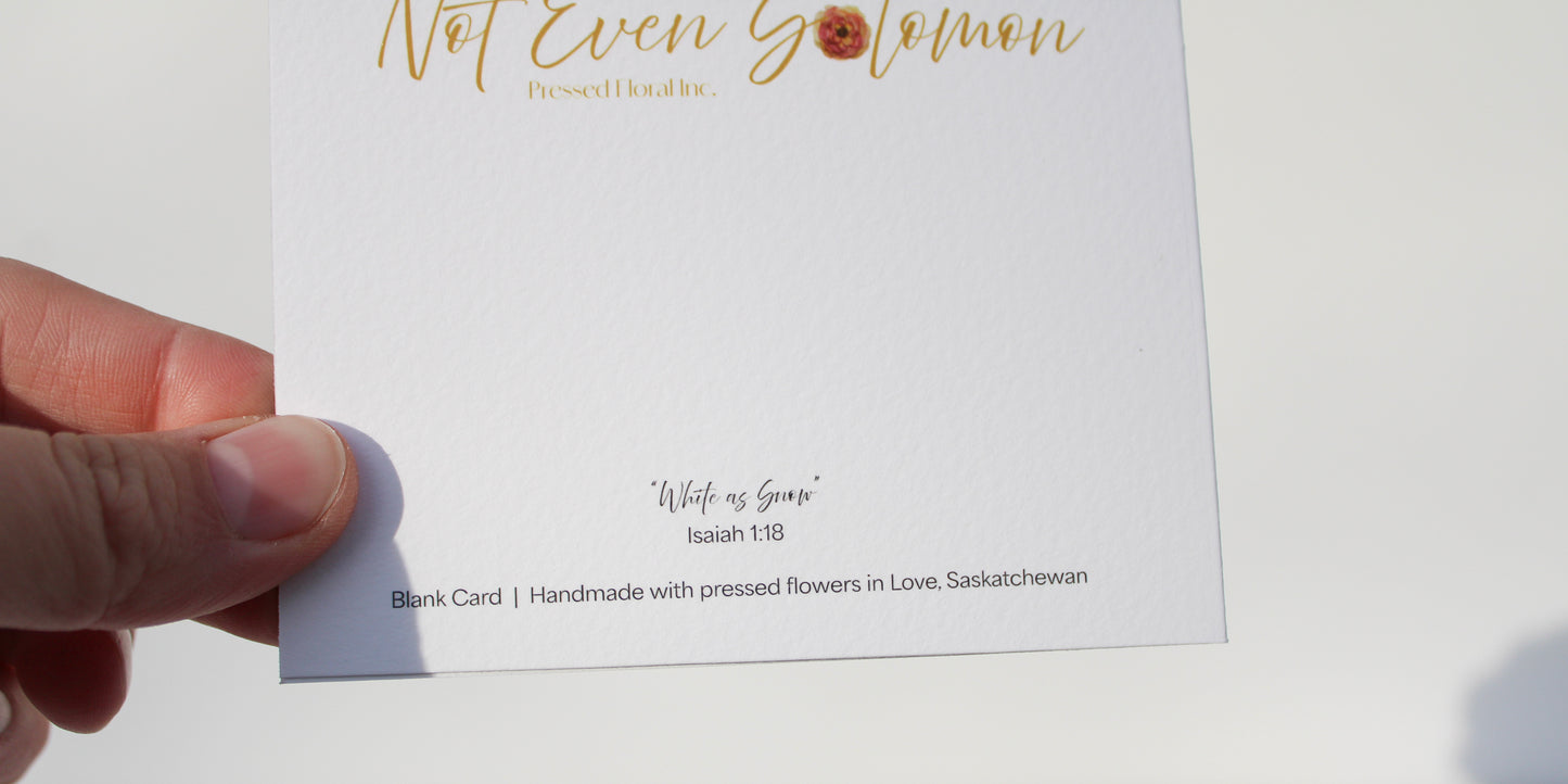 "WHITE AS SNOW" SMALL GREETING CARD