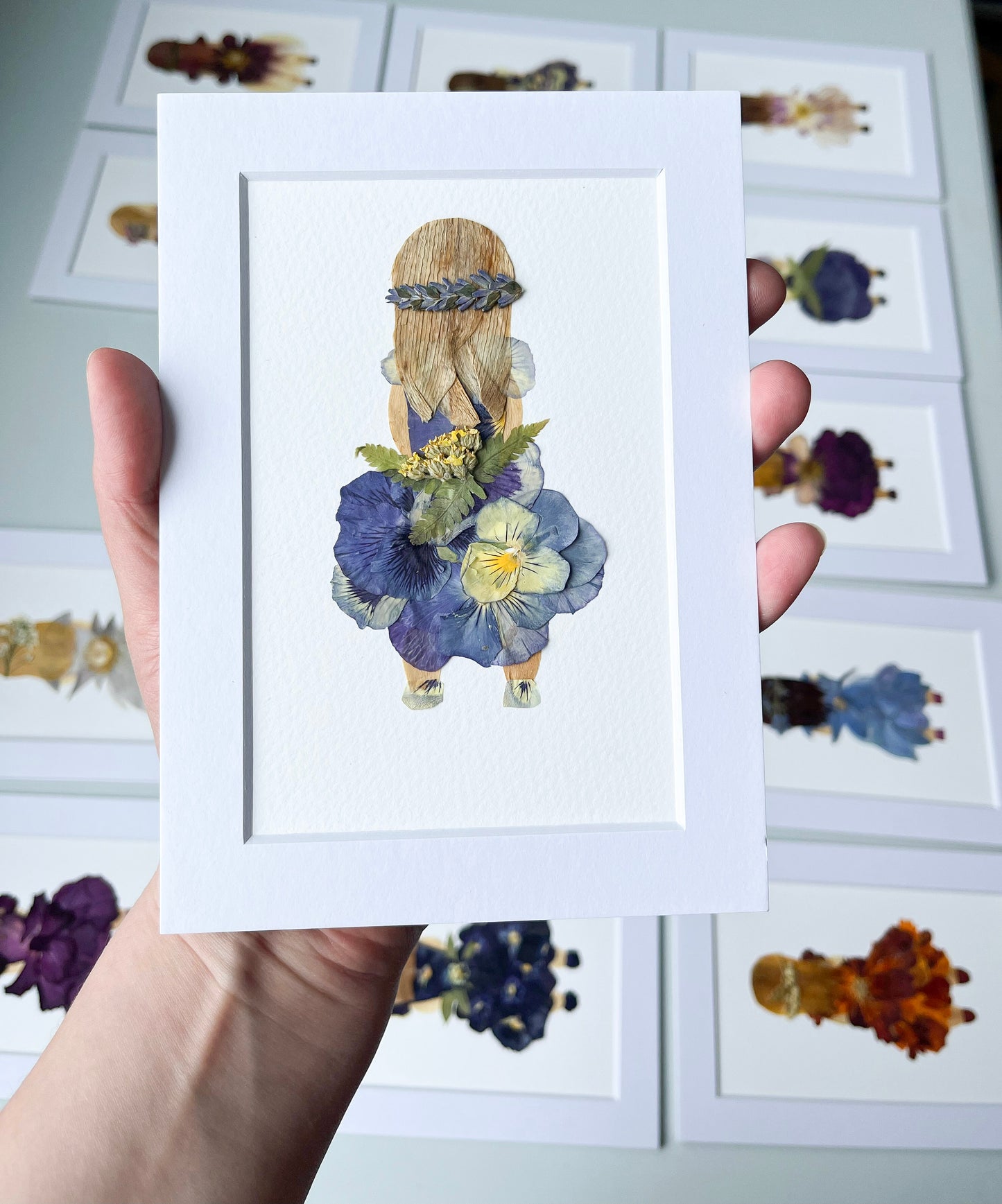 "LITTLE FLOWER GIRL" Real Pressed Flower Art