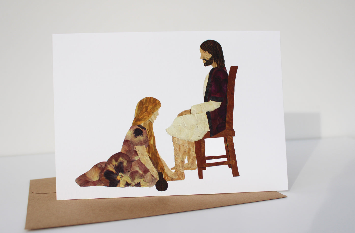 "AT HIS FEET" LARGE GREETING CARD