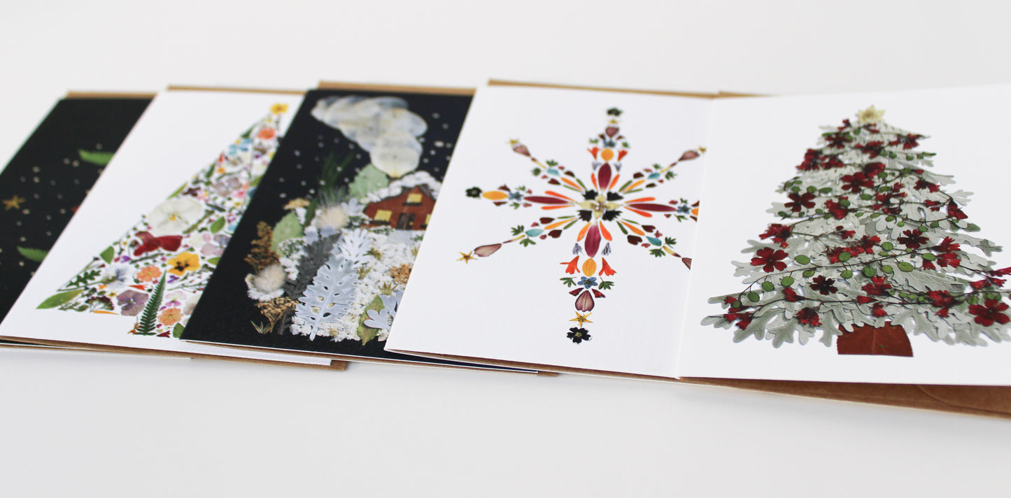 "LIGHT" ASSORTED CHRISTMAS NOTE CARD SET OF 5