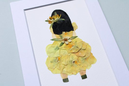 "LITTLE FLOWER GIRL" Real Pressed Flower Art